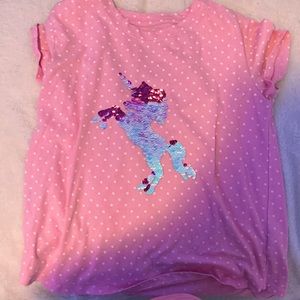Unicorn glitter dot pink shirt